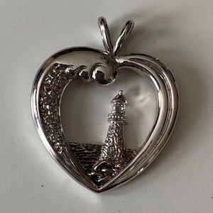 925 Sterling Silver Heart Lighthouse Pendant